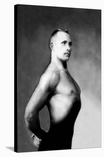 Right Profile of Bodybuilder from the Waist Up-null-Stretched Canvas