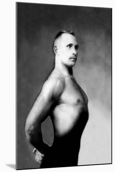 Right Profile of Bodybuilder from the Waist Up-null-Mounted Art Print