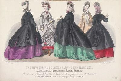 Five Women Wearing Spring and Summer Coats and Mantles, 1864