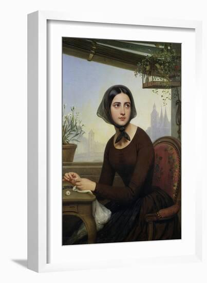 Rigolette Trying to Distract Herself During Germain's Absence, 1844-Joseph Desire Court-Framed Giclee Print