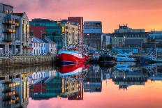Morning View On Row Of Buildings And Fishing Boats In Docks, Hdr Image-rihardzz-Art Print