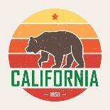 California T-Shirt with Grizzly Bear. T-Shirt Graphics, Design, Print, Typography, Label, Badge. Ve-rikkyal-Mounted Art Print