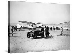 Riley Kestrel and a Dragon Aircraft on a Beach, 1934-null-Stretched Canvas