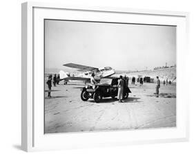 Riley Kestrel and a Dragon Aircraft on a Beach, 1934-null-Framed Photographic Print
