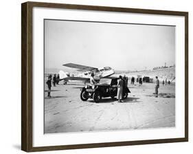 Riley Kestrel and a Dragon Aircraft on a Beach, 1934-null-Framed Photographic Print