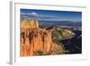 Rim Cliffs and Hoodoos Lit by Late Afternoon Sun with Distant View in Winter-Eleanor Scriven-Framed Photographic Print