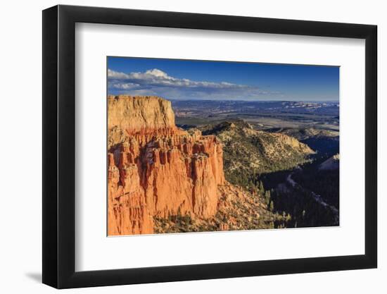Rim Cliffs and Hoodoos Lit by Late Afternoon Sun with Distant View in Winter-Eleanor Scriven-Framed Photographic Print