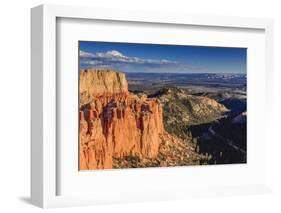 Rim Cliffs and Hoodoos Lit by Late Afternoon Sun with Distant View in Winter-Eleanor Scriven-Framed Photographic Print