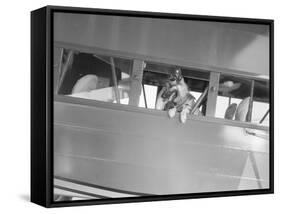 Rin Tin Tin Posing in Airplane-null-Framed Stretched Canvas