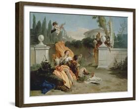 Rinaldo and Armida Surprised by Ubaldo and Carlo-Giovanni Battista Tiepolo-Framed Giclee Print