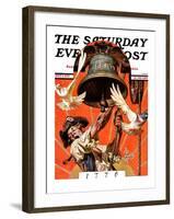 "Ringing Liberty Bell," Saturday Evening Post Cover, July 6, 1935-Joseph Christian Leyendecker-Framed Giclee Print