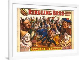 Ringling Bros - Army of 50 Clowns, 1960-null-Framed Art Print