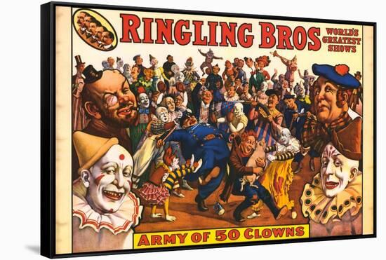 Ringling Bros - Army of 50 Clowns, 1960-null-Framed Stretched Canvas