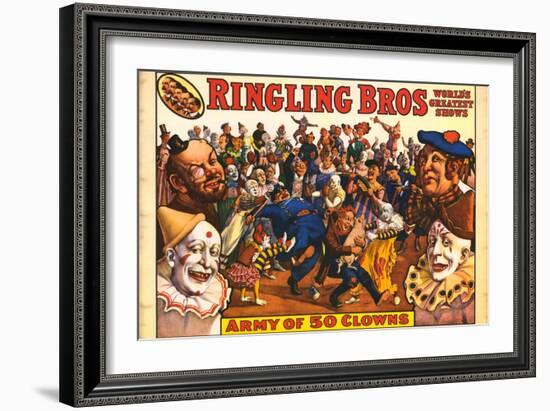 Ringling Bros - Army of 50 Clowns, 1960-null-Framed Art Print