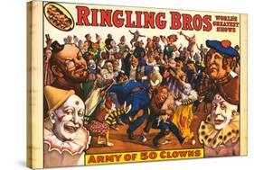 Ringling Bros - Army of 50 Clowns, 1960-null-Stretched Canvas