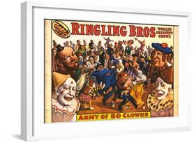 Ringling Bros - Army of 50 Clowns, 1960-null-Framed Art Print