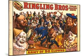 Ringling Bros - Army of 50 Clowns, 1960-null-Mounted Art Print