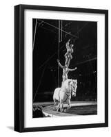 Ringling Brothers' Barnum and Bailey Circus Performers Riding on Back of Horse-Ralph Morse-Framed Photographic Print