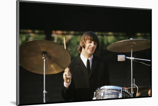 Ringo Starr Playing Drums-null-Mounted Photographic Print