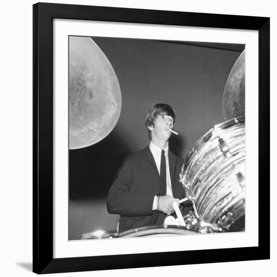 Ringo Starr Playing the Drums-Associated Newspapers-Framed Photo