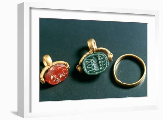 Rings with Inscription, Jewelery, Tunisia, C3rd-4th Century-null-Framed Photographic Print