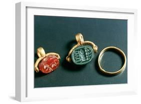 Rings with Inscription, Jewelery, Tunisia, C3rd-4th Century-null-Framed Photographic Print