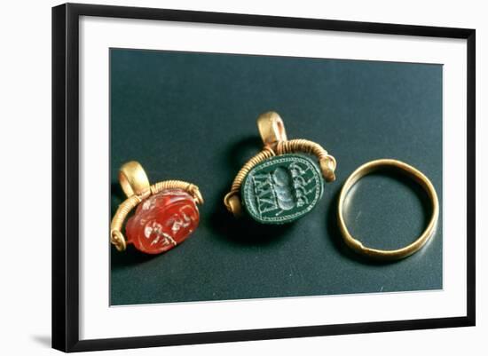 Rings with Inscription, Jewelery, Tunisia, C3rd-4th Century-null-Framed Photographic Print