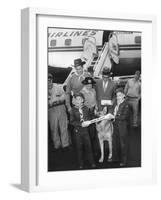 Rintintin Arrives in Washington, D.C. with a Group of Boy Scouts on April 9, 1959-null-Framed Photo