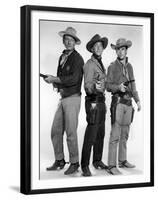 RIO BRAVO, 1959 directed by HOWARD HAWKS John Wayne, Dean Martin and Ricky Nelson (b/w photo)-null-Framed Photo