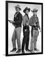 RIO BRAVO, 1959 directed by HOWARD HAWKS John Wayne, Dean Martin and Ricky Nelson (b/w photo)-null-Framed Photo