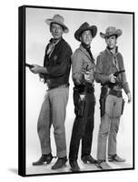 RIO BRAVO, 1959 directed by HOWARD HAWKS John Wayne, Dean Martin and Ricky Nelson (b/w photo)-null-Framed Stretched Canvas