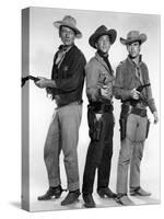 RIO BRAVO, 1959 directed by HOWARD HAWKS John Wayne, Dean Martin and Ricky Nelson (b/w photo)-null-Stretched Canvas