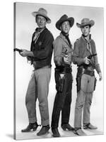 RIO BRAVO, 1959 directed by HOWARD HAWKS John Wayne, Dean Martin and Ricky Nelson (b/w photo)-null-Stretched Canvas