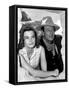 RIO BRAVO, 1959 directed by HOWARD HAWKS On the set, Angie Dickinson and John Wayne (b/w photo)-null-Framed Stretched Canvas