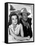 RIO BRAVO, 1959 directed by HOWARD HAWKS On the set, Angie Dickinson and John Wayne (b/w photo)-null-Framed Stretched Canvas