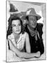 RIO BRAVO, 1959 directed by HOWARD HAWKS On the set, Angie Dickinson and John Wayne (b/w photo)-null-Mounted Photo