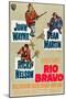 RIO BRAVO, clockwise: John Wayne, Dean Martin, Ricky Nelson on German poster art, 1959.-null-Mounted Art Print