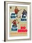 RIO BRAVO, clockwise: John Wayne, Dean Martin, Ricky Nelson on German poster art, 1959.-null-Framed Art Print