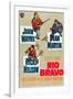 RIO BRAVO, clockwise: John Wayne, Dean Martin, Ricky Nelson on German poster art, 1959.-null-Framed Art Print