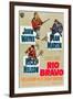 RIO BRAVO, clockwise: John Wayne, Dean Martin, Ricky Nelson on German poster art, 1959.-null-Framed Art Print