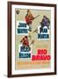 RIO BRAVO, clockwise: John Wayne, Dean Martin, Ricky Nelson on German poster art, 1959.-null-Framed Art Print