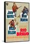 RIO BRAVO, clockwise: John Wayne, Dean Martin, Ricky Nelson on German poster art, 1959.-null-Framed Stretched Canvas