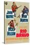 RIO BRAVO, clockwise: John Wayne, Dean Martin, Ricky Nelson on German poster art, 1959.-null-Stretched Canvas