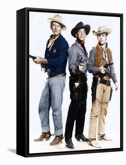RIO BRAVO, from left: John Wayne, Dean Martin, Ricky Nelson, 1959-null-Framed Stretched Canvas