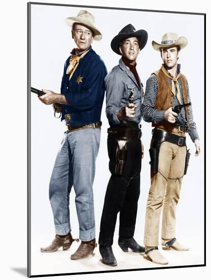 RIO BRAVO, from left: John Wayne, Dean Martin, Ricky Nelson, 1959-null-Mounted Photo