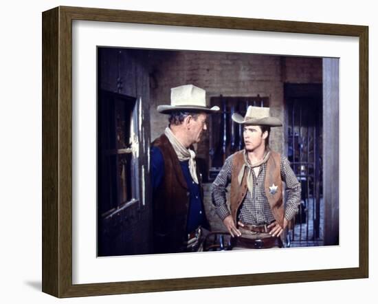 Rio Bravo, from Left: John Wayne, Ricky Nelson, 1959-null-Framed Photo