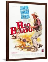 RIO BRAVO, John Wayne on French poster art, 1959.-null-Framed Art Print