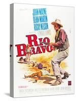 RIO BRAVO, John Wayne on French poster art, 1959.-null-Stretched Canvas