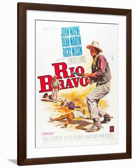 RIO BRAVO, John Wayne on French poster art, 1959.-null-Framed Art Print