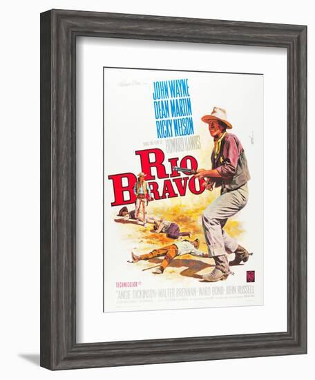 RIO BRAVO, John Wayne on French poster art, 1959.-null-Framed Art Print